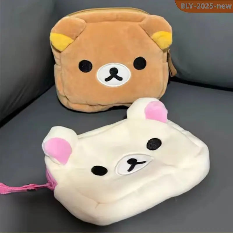 Rilakkuma Plush Makeup Organizer and Cosmetic Storage Bag - Kawaii Vanity Case and Pencil Holder
