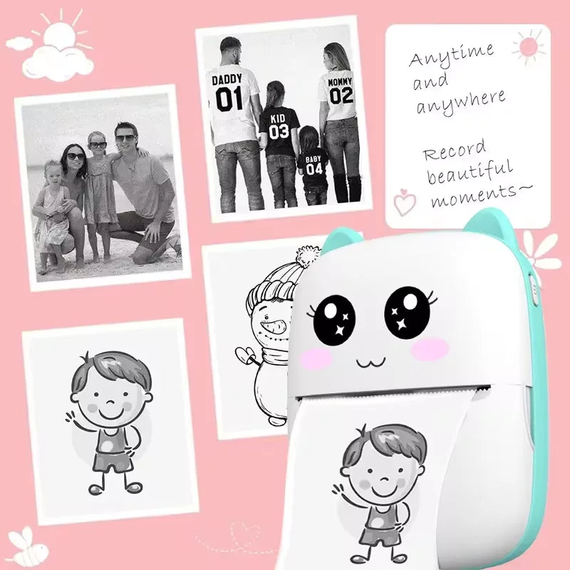 New Portable Mini Printer Wireless Bluetooth Android Ios Mobile Photo Thermal Printers Tags Termica Label Maker with Paper Rolls