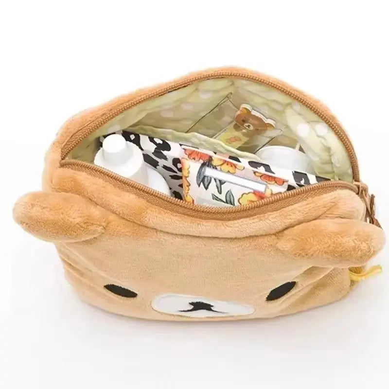 Rilakkuma Plush Makeup Organizer and Cosmetic Storage Bag - Kawaii Vanity Case and Pencil Holder