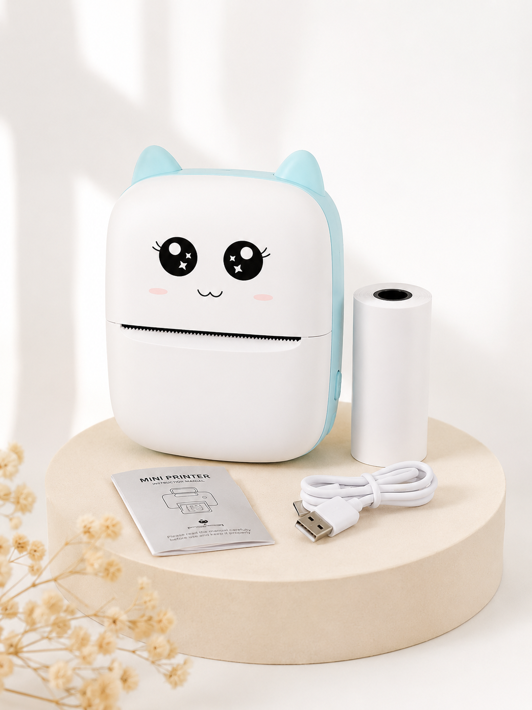 Mini Impresora Térmica Kawaii 🐱 + Papel Térmico | Sin Tinta | Bluetooth