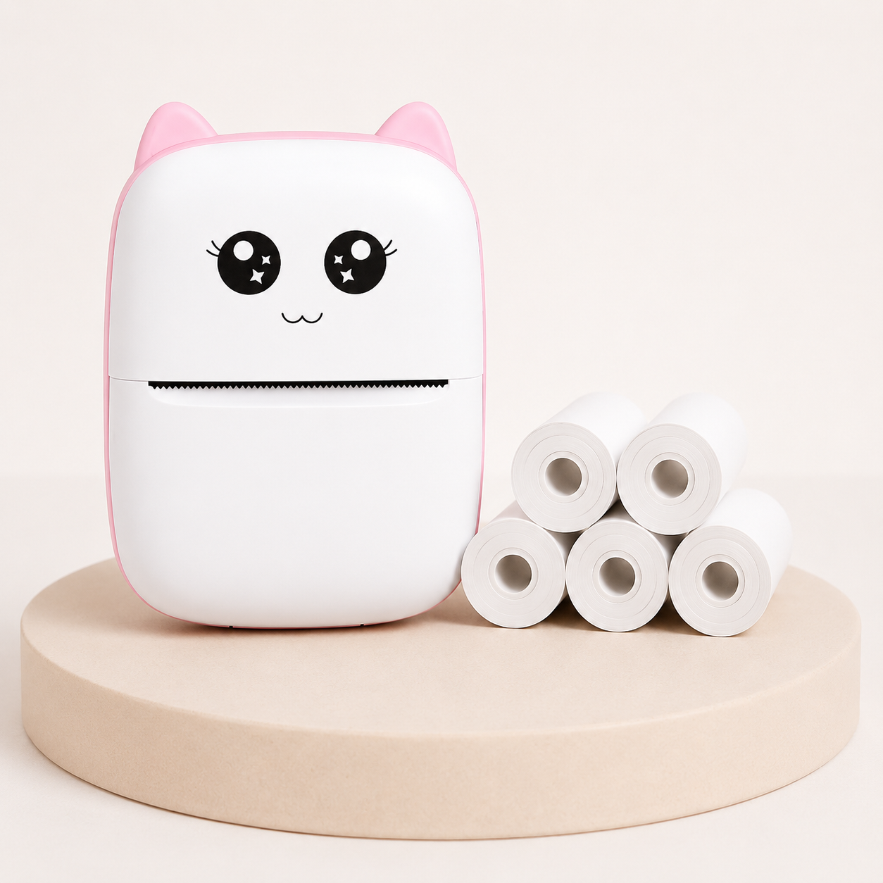 Mini Impresora Térmica Kawaii 🐱 + Papel Térmico | Sin Tinta | Bluetooth